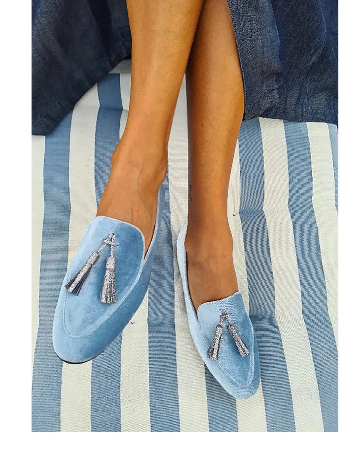 Hadley™ | Silver Tassel Slippers