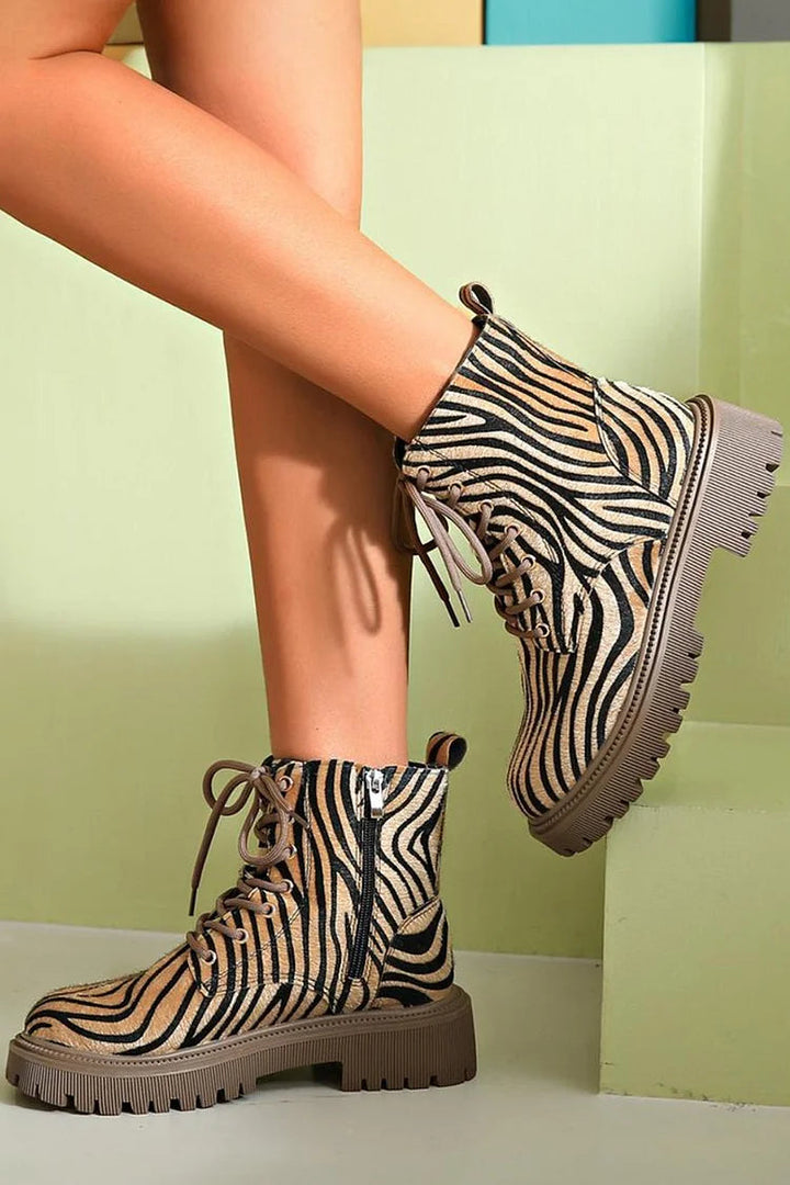 Sloane™ | Zebra Lace-Up Boots